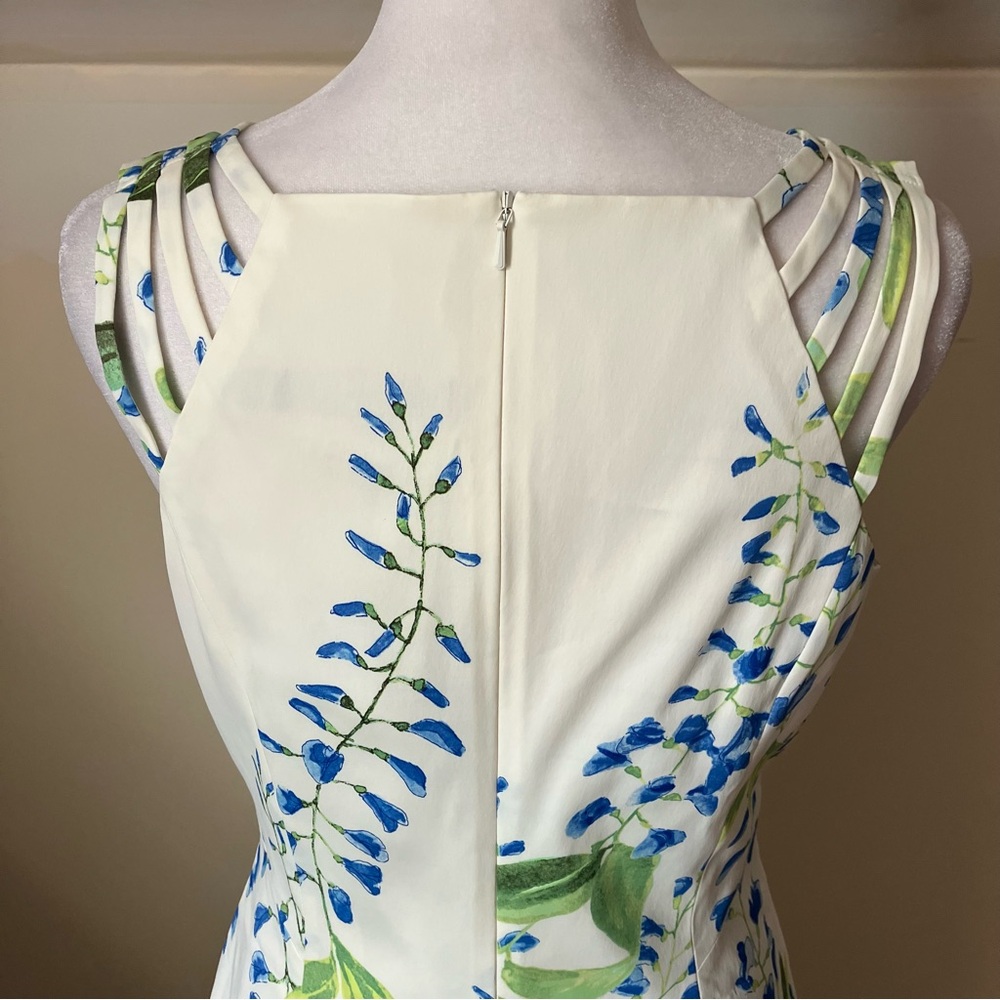 Karen Millen White Ivory Floral Wisteria Print Strappy Sheath Dress size 8 - Picture 4 of 11